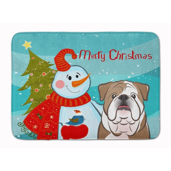 Carolines Treasures Snowman with English Bulldog Machine Washable Memory Foam Mat BB1839RUG - main